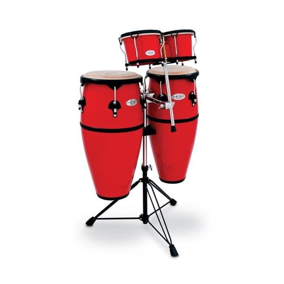 Toca  Synergy Series Fiberglass Conga & Bongo Set with Stand, Red
