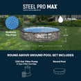 thumbnail image 4 of Bestway Steel Pro MAX 12'x30" Metal Frame Above Ground Pool, Filter Pump & Cartridge, Stone, 4 of 10