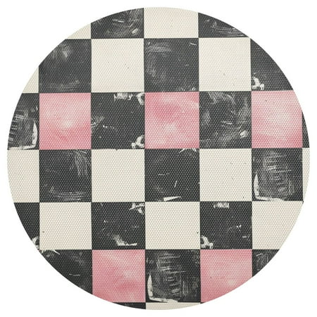 

Ryvnso Pink and Black Checkered Pattern Round Plate Mats Dining Table Placemat 1 Piece for Holiday Decoration