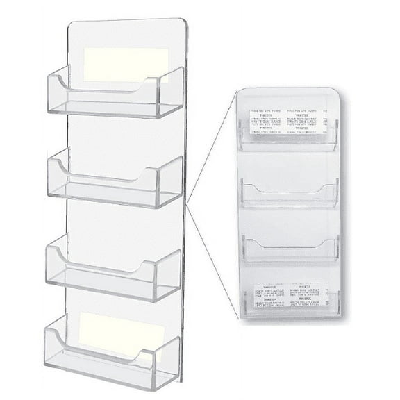 T'z Tagz New Peel and Stick Foam Tape Hangable 4 Pocket Business Card Holder (Clear)