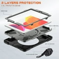 thumbnail image 3 of For iPad 9th/8th/7th Gen 10.2 inch 2021/2020/2019 Case, 360 Rotatable Handle Stand, Shoulder Strap, Drop-Proof Design, Black Gray, 3 of 7