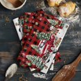 thumbnail image 6 of Red Plaid Christmas Kitchen Towels Set of 4, Water Absorbent Dish Towel, Xmas Snowman Truck Snowflake Tree Balls Decorative Hand Towels - Quick Drying Cloth for Cooking Baking, 18x28 Inch, 6 of 8