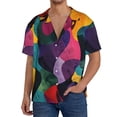 thumbnail image 7 of Lsque Vibrant Abstract Flow print Men's Cuban Collar Short Sleeve Shirt Summer Beachwear Casual Button Down Fashionable Vacation Leisure Shirt-X-Large, 7 of 7