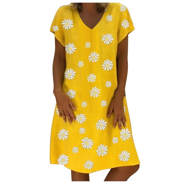 WTXUE Robes Fluides pour Femmes, Robe Décontractée pour Femmes à Manches Courtes Imprimée Printemps/été, 2TG