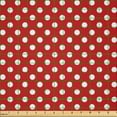 thumbnail image 2 of Ambesonne Retro Fabric by the Yard Microfiber, Polka Dots Circular Forms, 1 Yard, Vermilion, 2 of 2