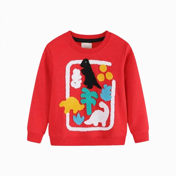 Linfrsh Boys Toddler Boys Sweatshirts Long Sleeve Sport Sweat Shirt Cartoon Pullover Crewneck Tops Kid's Fall Fashion Sweatshirts, 6-7 Years