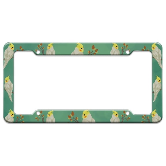 Charming Cockatiel Yellow Crest License Plate Tag Frame