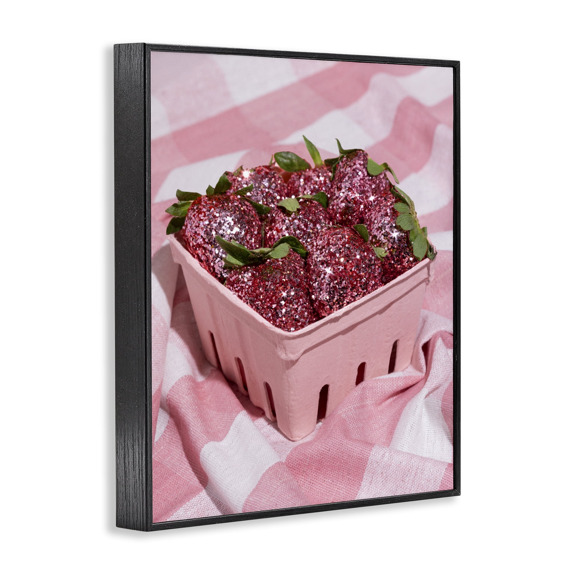 Stupell Industries Glam Glimmer Strawberries Black Framed Giclee Art, design by LISH Creative