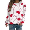 thumbnail image 1 of VALMASS Chandails en Molleton de la Saint-Valentin pour Femmes Manches Longues Col Rond Décontracté Mode Ample Blouses (L, Blanc-g), 1 of 4