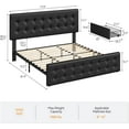 thumbnail image 2 of King Storage Bed Frame with Adjustable Headboard - 4 Drawers, Upholstered Platform, No Box Spring Needed, Noise-Free, Black, 2 of 7