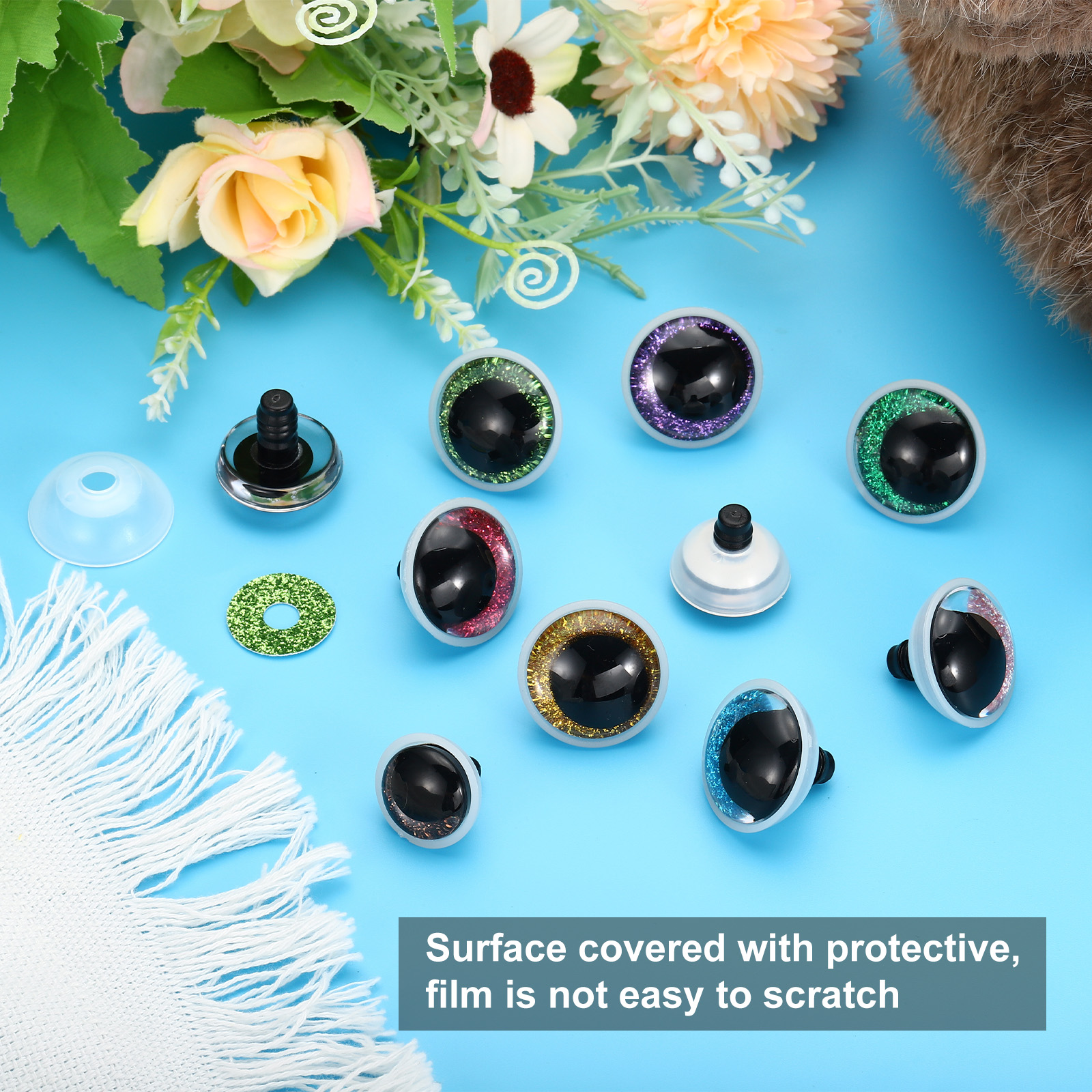 Uxcell 25mm Flash Safety Eyes, 64 Set Colorful Crocheting Safety Eyes, 8 Colors