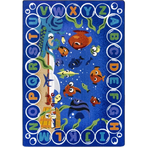 Joy Carpets Kid Essentials Underwater Readers 10'9" x 13'2" Area Rug in Color Multi