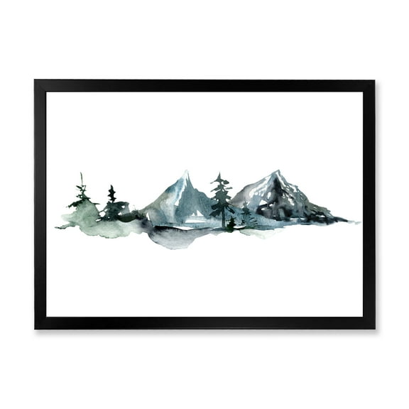 Designart 'Minimalistic Fir Forest and Winter Mountains III' Modern Framed Art Print