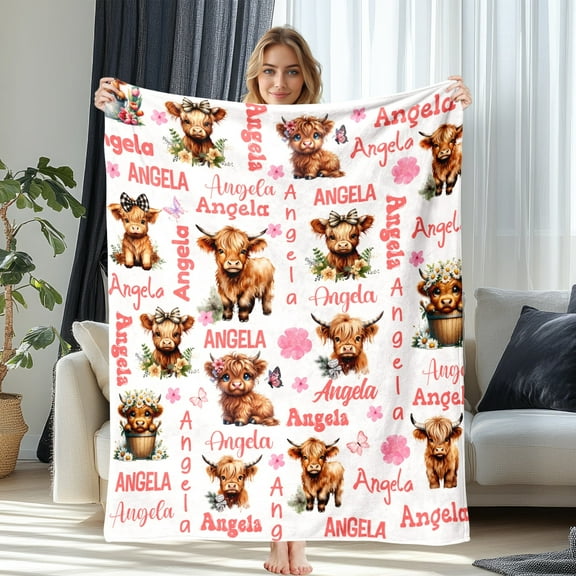 JML Personalized Flannel Blanket - Custom Cartoon Photo & Name Throw for Friends, Adults & Pets, Multiple Sizes