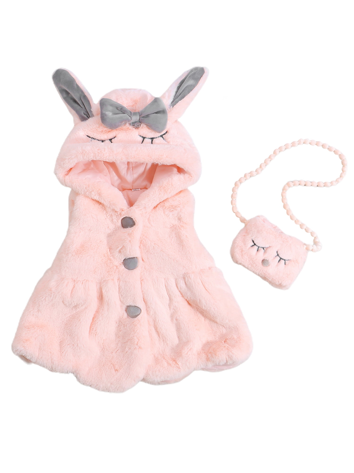 NEW Next Girls 12-18 mths Shower Resistant Puffa Padded Coat Pink Rabbit Bunny 
