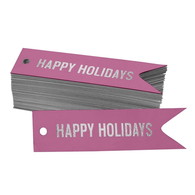 Inkdotpot Silver Foil Paper Hang Tags Happy Holiday Favor Tags 50 Pieces