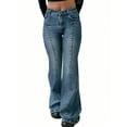 thumbnail image 3 of EMMIOL Women's Mid-High Waist Stretchy Flare Bell Bottoms Jeans Y2K Vintage Washed Bootcut Denim Pants for Casual,Streetwear, 3 of 6