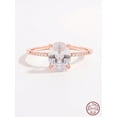 thumbnail image 2 of 1pc Fashionable Oval Cubic Zirconia Decor Silver Ring For Women For Dating Gift, 2 of 4