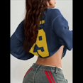 thumbnail image 4 of Suéter Tipo Jersey con Cuello en V y Blusas de Crochet Extragrandes para Mujer, Estilo Y2K Amarillo y Azul S, 4 of 10