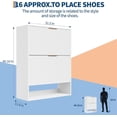 thumbnail image 2 of Modern Fluted Shoe Cabinet, Freestanding Narrow Shoe Storage Organizer with 2 Flip Drawers & Doors, Space-Saving Shoe Rack for Entryway Hallway, White, 2 of 7