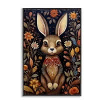 Stupell Industries Woodland Pattern Rabbit Animals & Insects Painting Black Framed Art Print Wall Art, 20 x 30