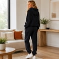 thumbnail image 5 of Trgacdwlo Fleece Sweatsets Women 2 Piece Outfit Tracksuit Fuzzy Lounge Hoodie Sweatsuit Sets Fall Winter Plush Comfy Womens Matching Sweatsuit Set Black M, 5 of 7