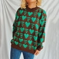 thumbnail image 5 of Women's Crew Neck Long Sleeve Sweaters Cute Heart Printed Knitted Top Casual Oversized Pullover Sweatshirt (Green M), 5 of 6