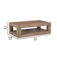 thumbnail image 5 of Lee 56 Inch Rectangular Coffee Table, 1 Shelf, Rustic Distressed Brown- Saltoro Sherpi, 5 of 5