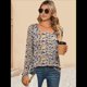 thumbnail image 4 of Camiseta Tipo Túnica de Larga con Cuello Cuadrado para Mujer, Holgada, de Cintura Alta, Estampada, para Otoño Flor de la Fundación M, 4 of 10