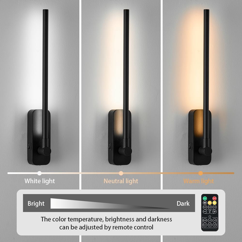 Rechargeable Wall Lights with Remote Control, LED Picture Lights for Bedroom, Wireless Magnetic Clip-On Art Light Fixtures, 3CCT-Dimmable in Black