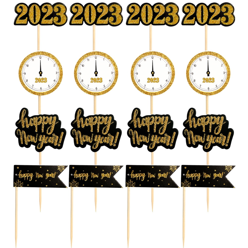 20pcs happy new year cupcake toppers 2023 dessert cupcake toppers