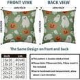 thumbnail image 4 of Green Halloween Pillow Covers 16x16 Set of 2 Cute Ghost Pumpkin Print Outdoor Decorative Throw Pillows Halloween Scary Themed Farmhouse Pillowcases Linen Cushion Case Decor for Home Sofa Couch Bed, 4 of 6