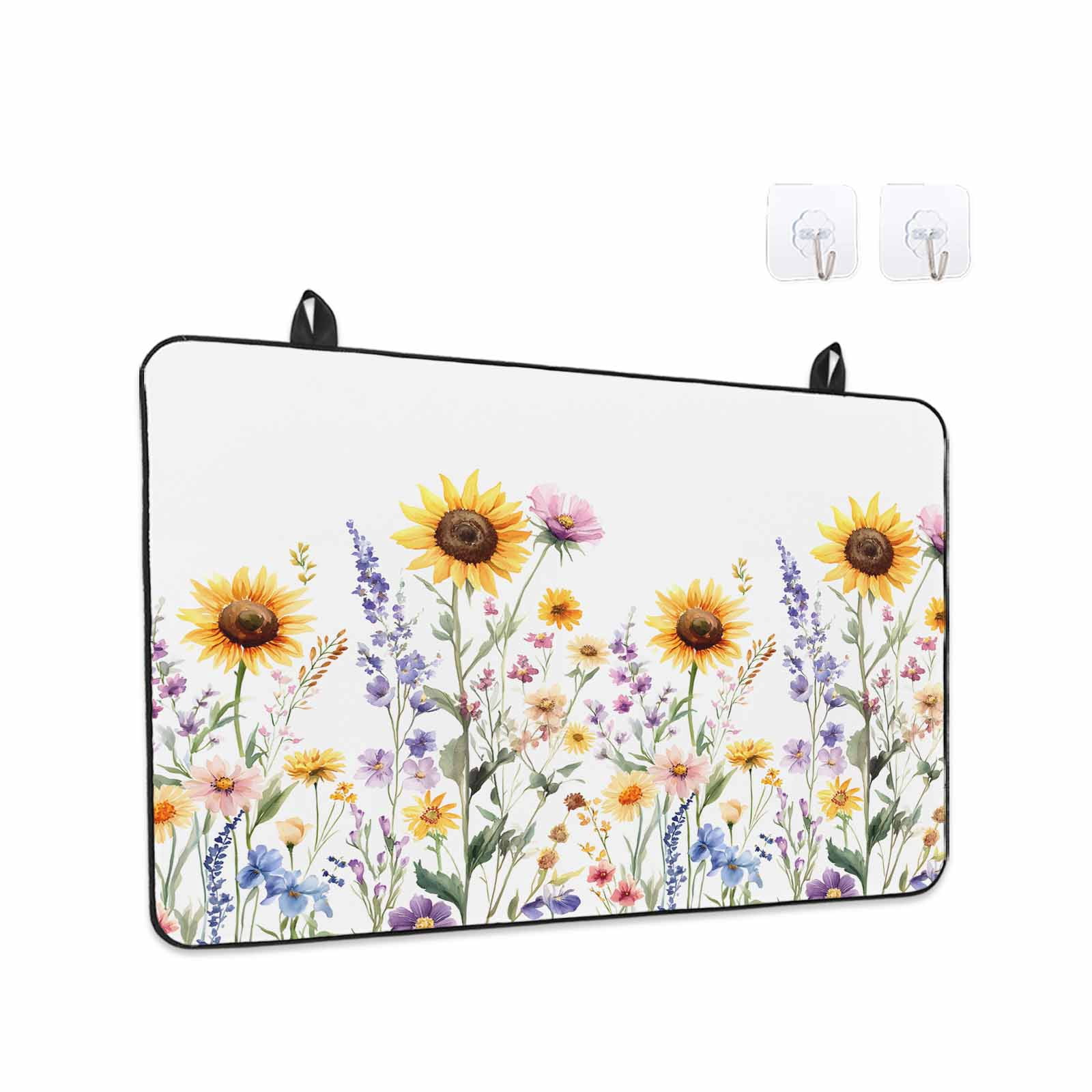 Sunflower Stove Top Cover for Electric Stove, Heat-proof & Non Slip Glass Top Stove Cover Protector, Spring Floral Summer Botanical Pastoral Kitchen Flat Cooktop Rubber Mat 28.5x20.5 Inches