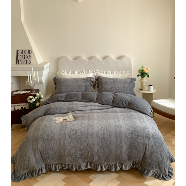 Xiao Hua Juego de sábanas, juego de sábanas y fundas de almohada, juego de cama individual, ropa de cama de hotel, decoración del hogar (gris)