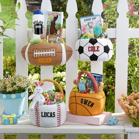 Dots Blue Personalized Gift Basket - Personalized All-Star Sports Easter Basket - Available in 4 Sports