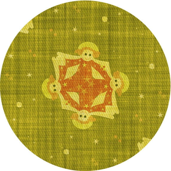 Ahgly Company Machine Washable Indoor Round Transitional Dark Bisque Brown Area Rugs, 4' Round
