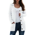 thumbnail image 2 of idosla Women's 2025 Fall Long Sleeve Cable Knit Sweater Open Front Cardigan Button Loose Outerwear (White, 5XL), 2 of 4