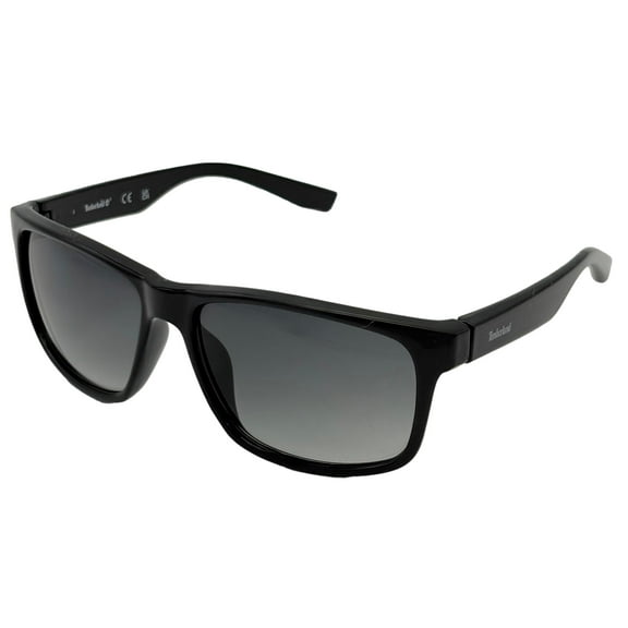 Timberland Black Mens Plastic Rectangle Sunglass, Gradient Lens TB7256. 1B