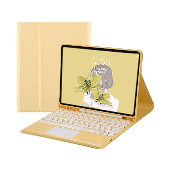 Keyboard Case for iPad Pro 12.9 inch 2021 5th Generation / 2020 4th Gen / 2018 3rd Gen, Slim Leather Folio Smart Cover with Detachable Touchpad Keyboard / Pencil Holder