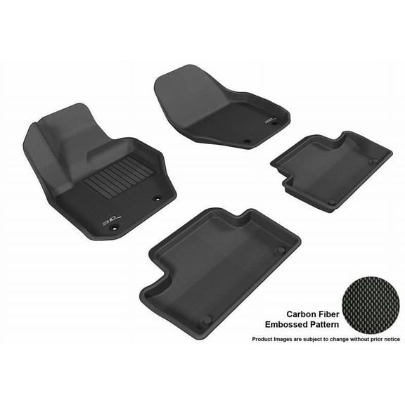 3D MAXpider 2010-2017 Fits Volvo Xc60 Kagu 1st Row 2nd Row Black Carbon Fiber Embossed Pattern Floor Mat L1VV01501509