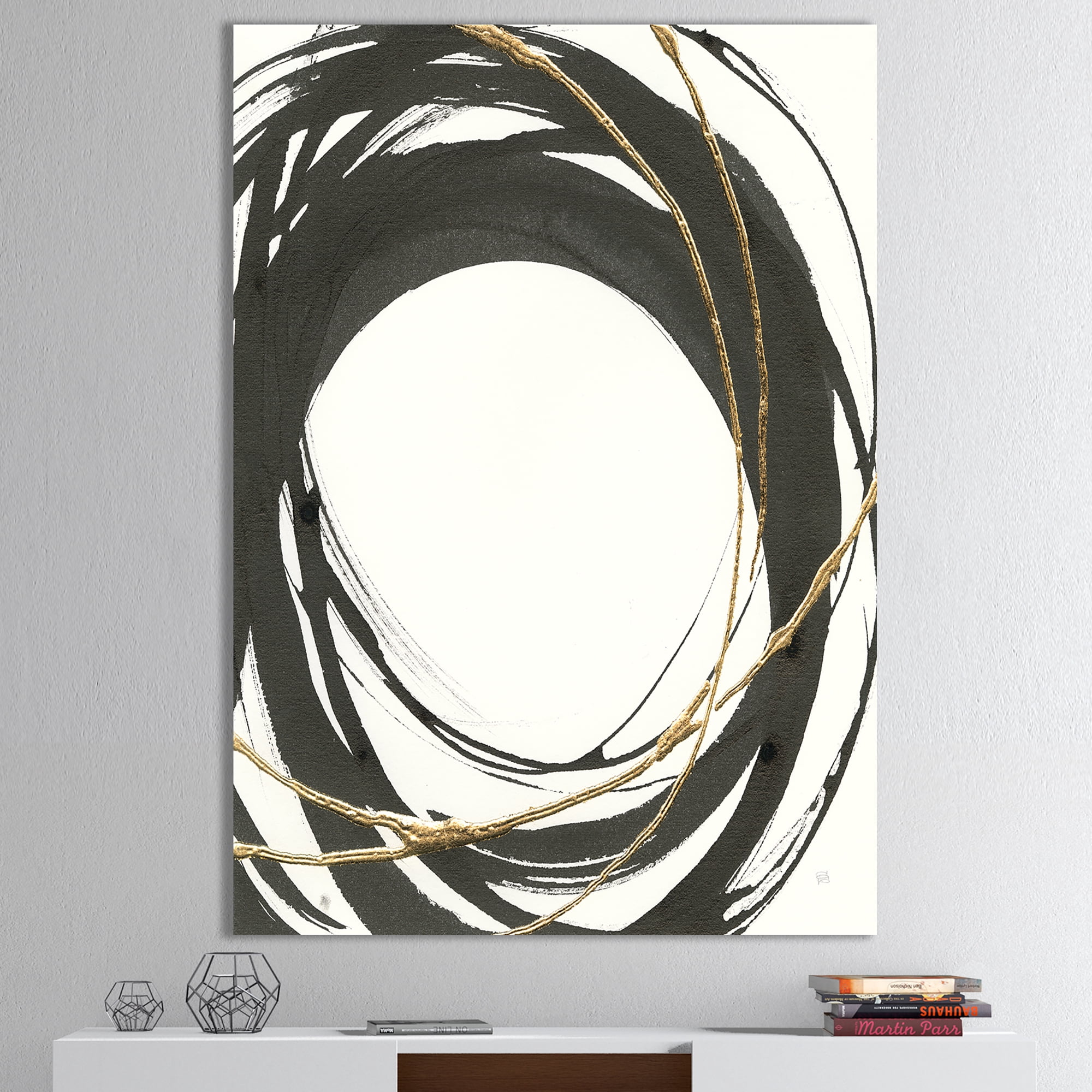 Designart 'Gold Glamour Circle II' Posh & Luxe Premium Canvas Wall Art