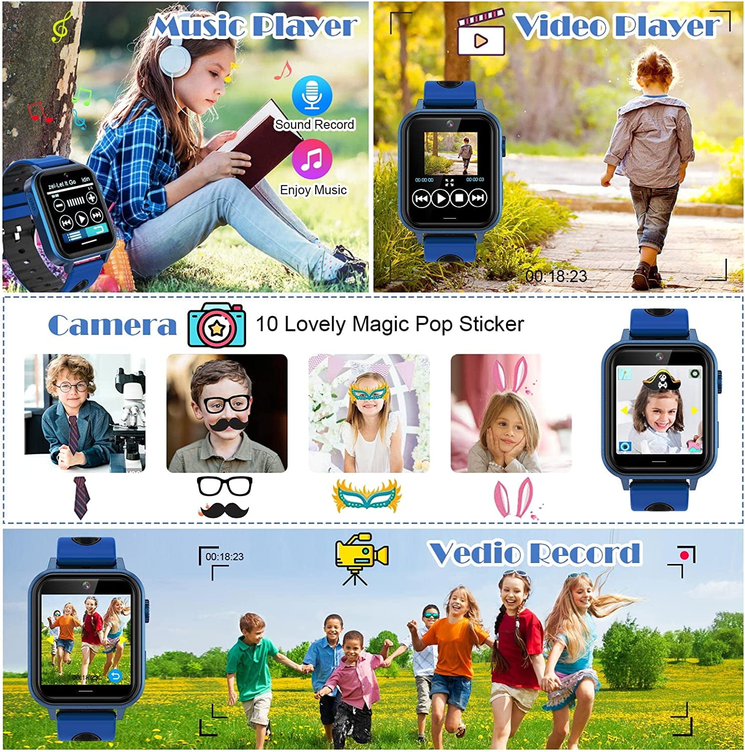 Y8 Smart Kids Watch, Smartwatch de jogos de música com 8 jogos de