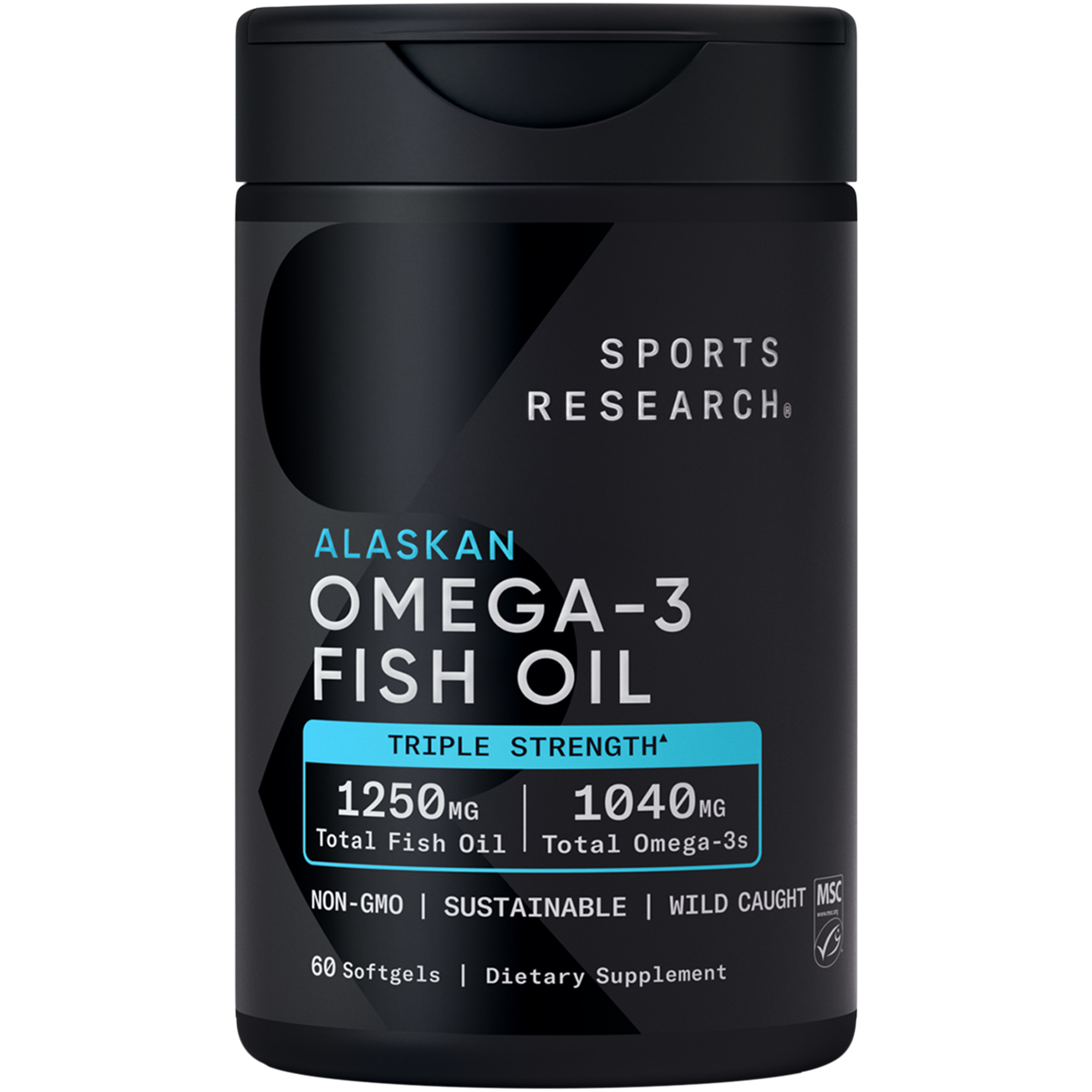 Sports Research Omega 3 Fish Oil, Triple Strength 1250mg, 60 Softgels photo 1