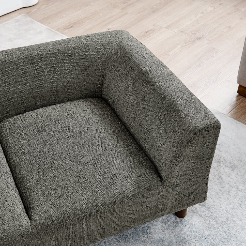 Hassch Dog Bed for Medium and Large Dogs, 39.5"W Pet Couch Bed with Backrest and Armrest, Linen Fabric, Dark Gray