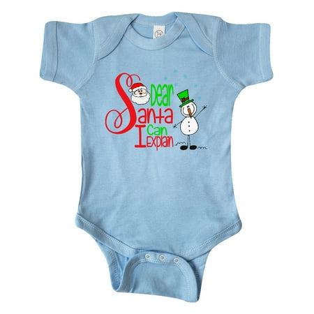 

Inktastic Dear Santa I Can Explain Cute Snowman and Snowflakes Gift Baby Boy or Baby Girl Bodysuit