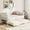White, variant on Daybed with Trundle, Twin Size Day Bed with Metal Slat Support & Lockable Casters, Wavy Headboard with Wood Grain, Space-Saving Sofa Bed for Living Room/Guest Room, No Box Spring Needed, White