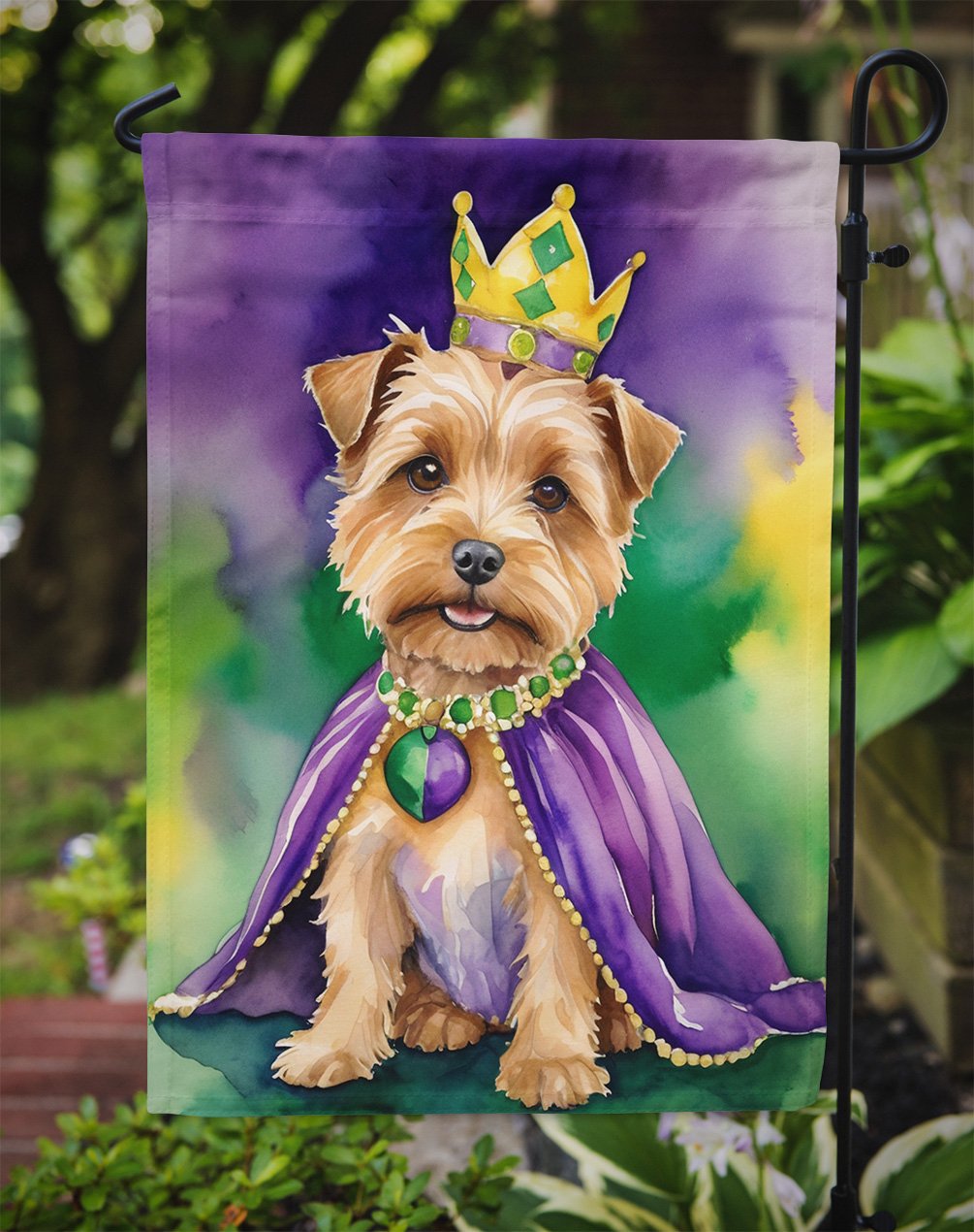 Norfolk Terrier King of Mardi Gras Garden Flag 11.25 in x 15.5 in