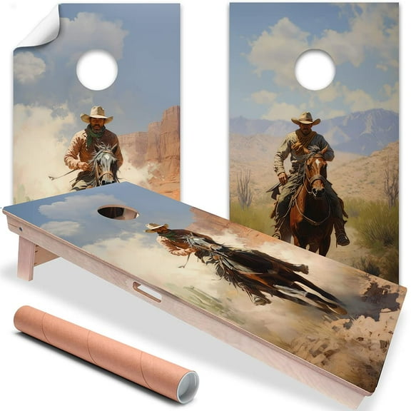 Cornhole Board Wraps and Decals for Boards Set of 2 Skins Professional Vinyl Covers Sticker - Old West Cowboys Cornhole Decal for Boards Covers Sticker Cornhole Vinyl Wraps