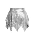 thumbnail image 7 of Eandarui Kids Girls Sequins Metallic Ballet Jazz Hip Hop Dance Outfits Halter Crop Top with Asymmetric Tutu Skirt Set Silver 10, 7 of 7