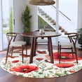 thumbnail image 4 of Round Area Rug 5ft,Watercolor Spring Red Poppy Flower Washable Carpet Non-Slip Runner Accent Rugs Indoor Floor Mat for Bedroom Living Room Decor,Botanical Plant Butterfly, 4 of 9